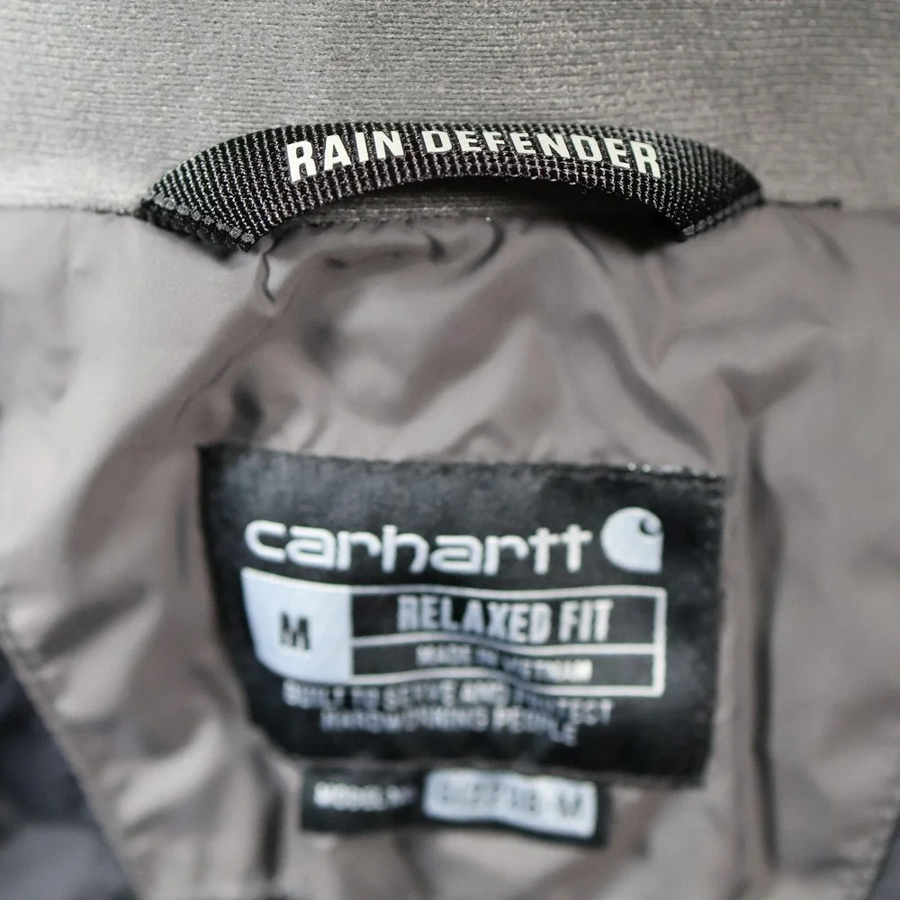 Carhartt Jacket Mens Medium Black Rain Defender Puffer Full Zip Quilted Relaxed